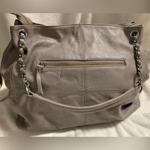 Franklin Covey Light Gray Leather Tote